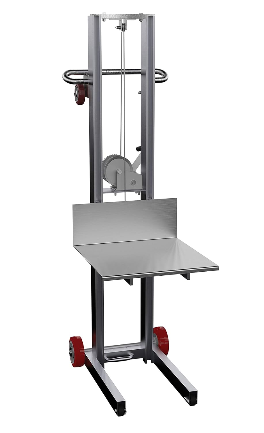Vestil ALLW-2020-FW Aluminum Lite Load Lift With Winch and Fixed Wheels 20 In. x 20 In. Platform 400 Lb. Capacity Silver