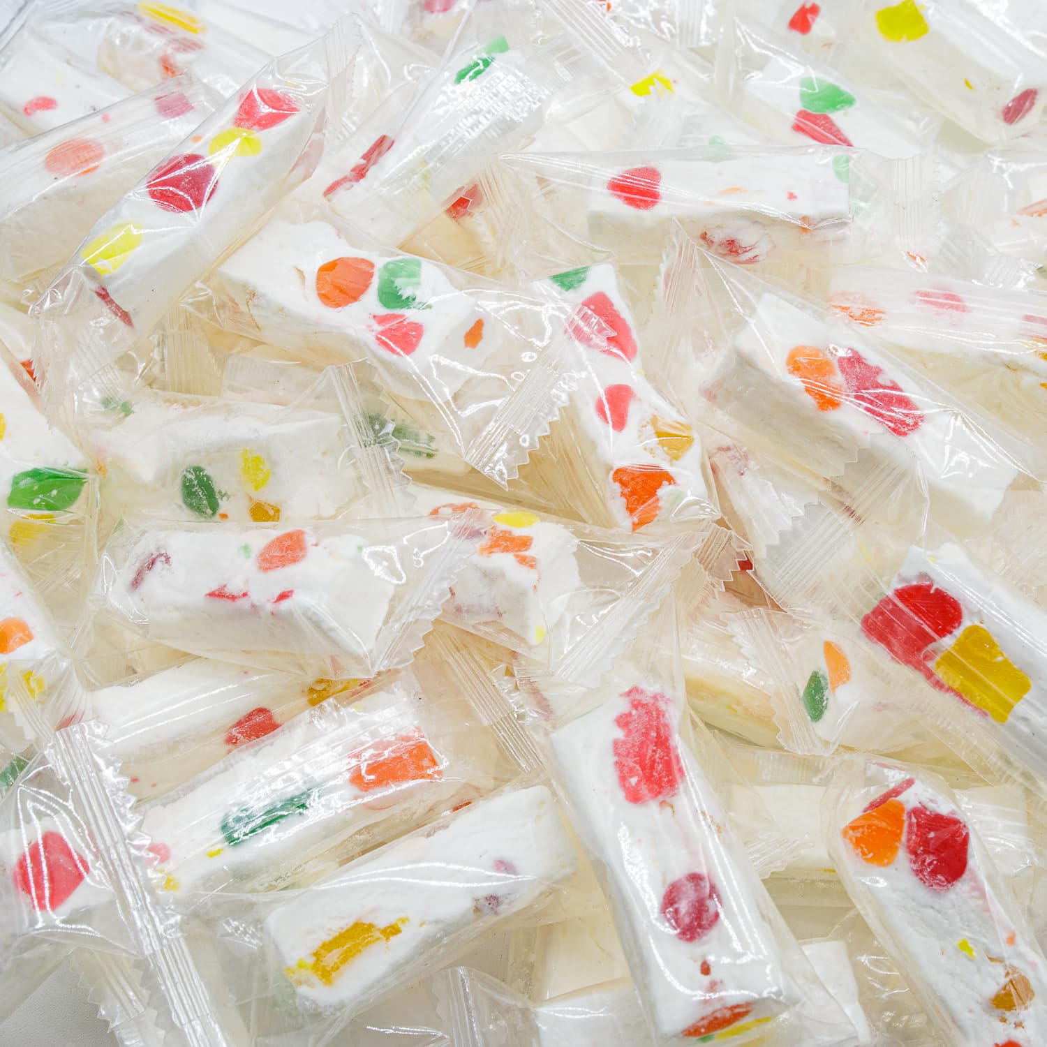 JUJUBE NOUGAT Candy 1 lb – with Jelly Fruit Pieces, Anti Melt Pack, Individually Wrapped, Gluten Free, Bulk Soft Candies in Resealable Bag