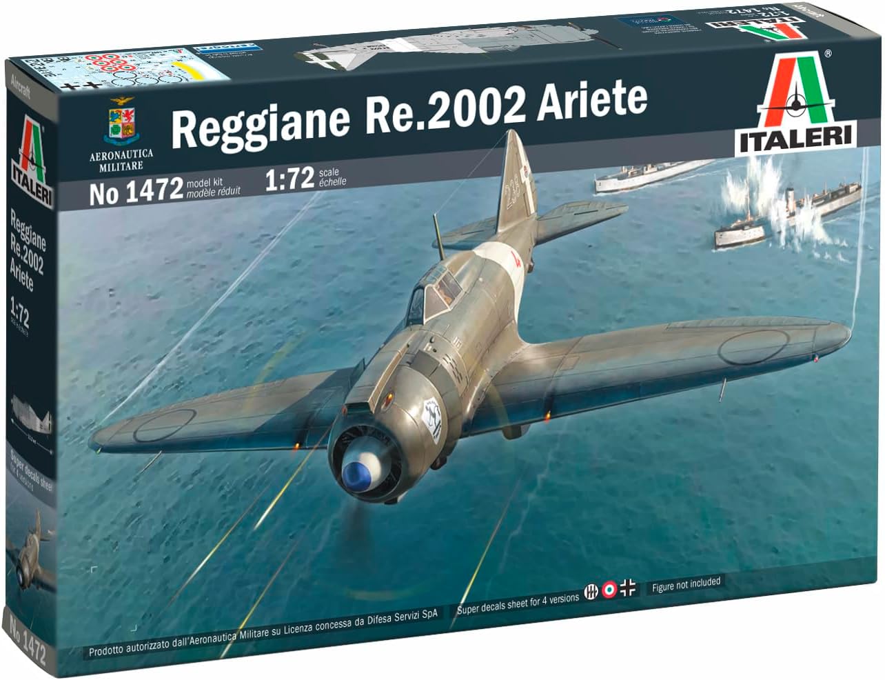 Italeri 1472 1:72 Reggiane Re.2002 Ariete Model Building Kit, Standing Model Building, Crafts, Hobby, Gluing, Plastic Kit, Detailed Tank Kit, Military, Multi-Coloured
