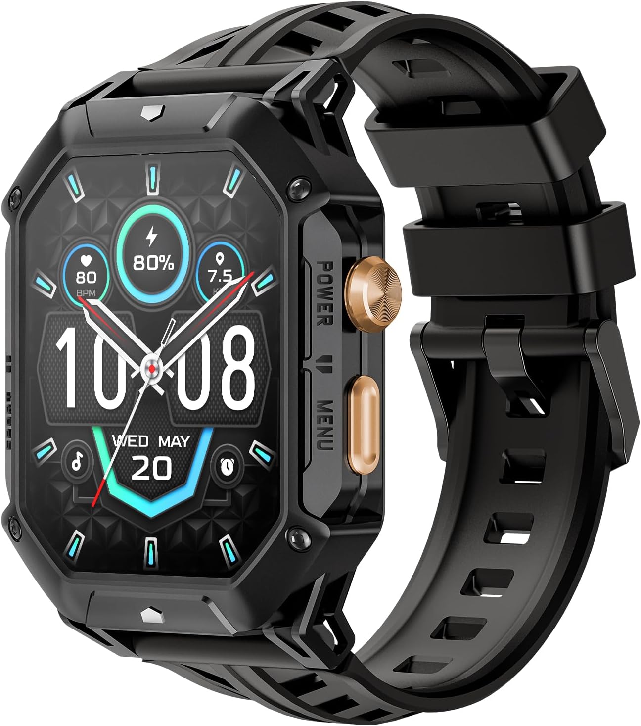 HAYLOU Military Smart Watch for Men,100 Days Extra-Long Battery Life(850mAh),2.13" AMOLED HD Display,Outdoor Sports Fitness Watch with Bluetooth Call(Answer/Make),100+ Sports Mode,5ATM Fitness Tracker for Android iOS Phone
