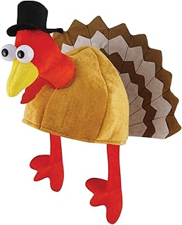 Novelty Xmas Turkey Thanksgiving Hat With Head, Legs And Tail Fancy Dress Accessory