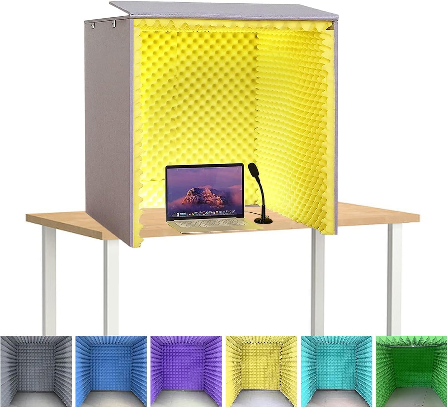 SADRIM Portable Vocal Booth,Desktop Soundproof Cover,isolation Booth,self Made Sound Recording studio,Isolation Absorbing Shield,Studio Mic to Laptop and Pc Equipment Vocal Condenser (Color : Yellow)