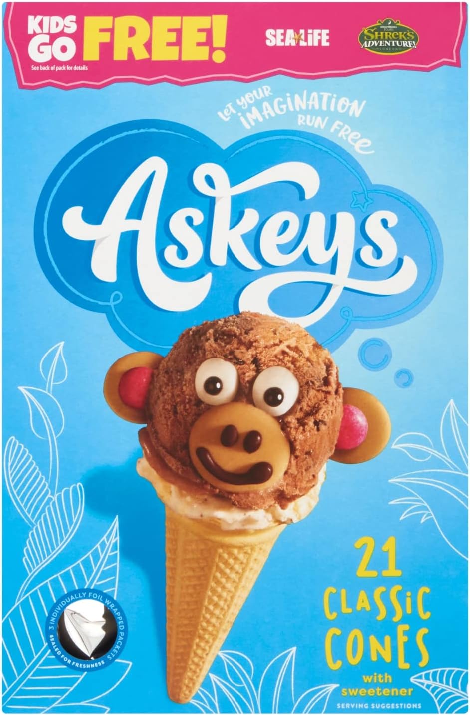 Askeys Ice Cream Cones, 21 each