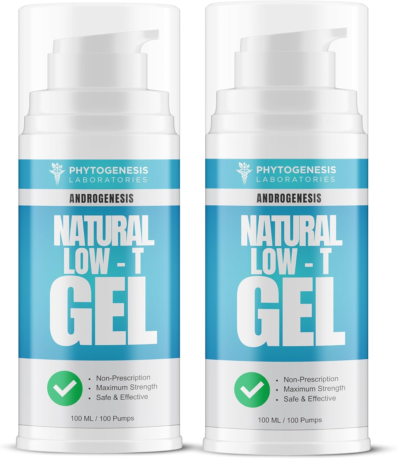 Natural Low-T Support Gel - T Booster for Men - Muscle Recovery, Energy Booster, Healthy Aging, Blue, Pack of 2