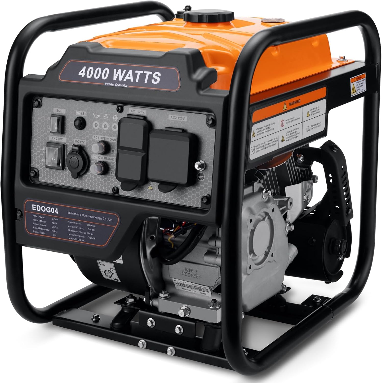 Power Equipment 4000 Watts Inverter Generator Gas Powered, Portable Open Frame Generator, Low Noise with ECO Mode and Inverter Technology, RV Ready, Emergency Home Backup