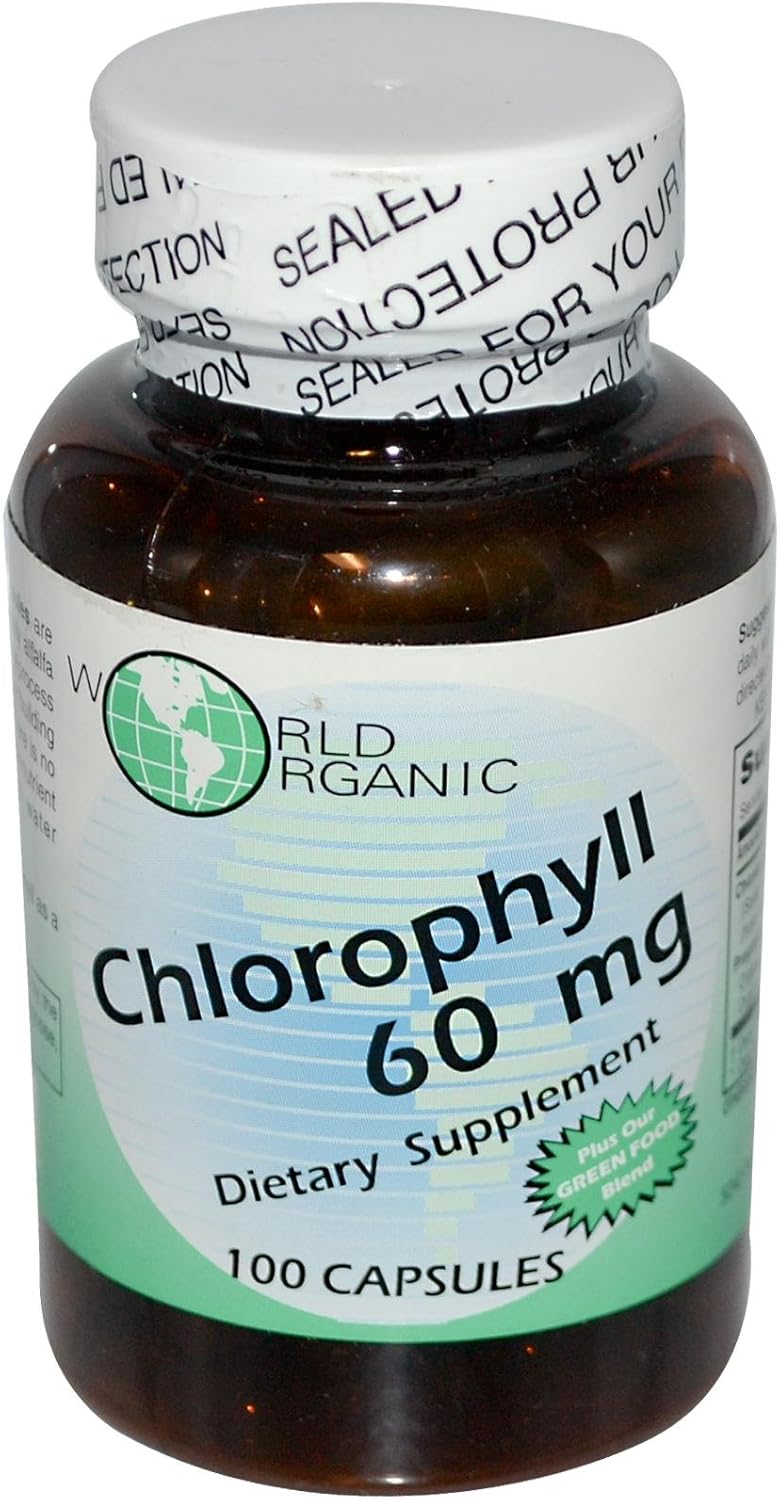 World Organic Mega Chlorophyll, 100 mg, Capsules, 60 capsules
