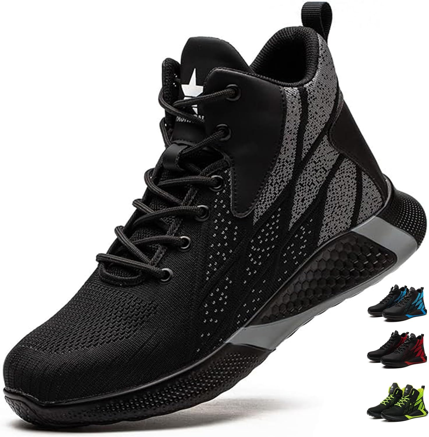 PAQOZKC Lightweight Safety Shoes Men Women Work Trainers Steel Toe Caps Sport Safety Boots Breathable Slip on Industrial Sneakers 4-11 UK