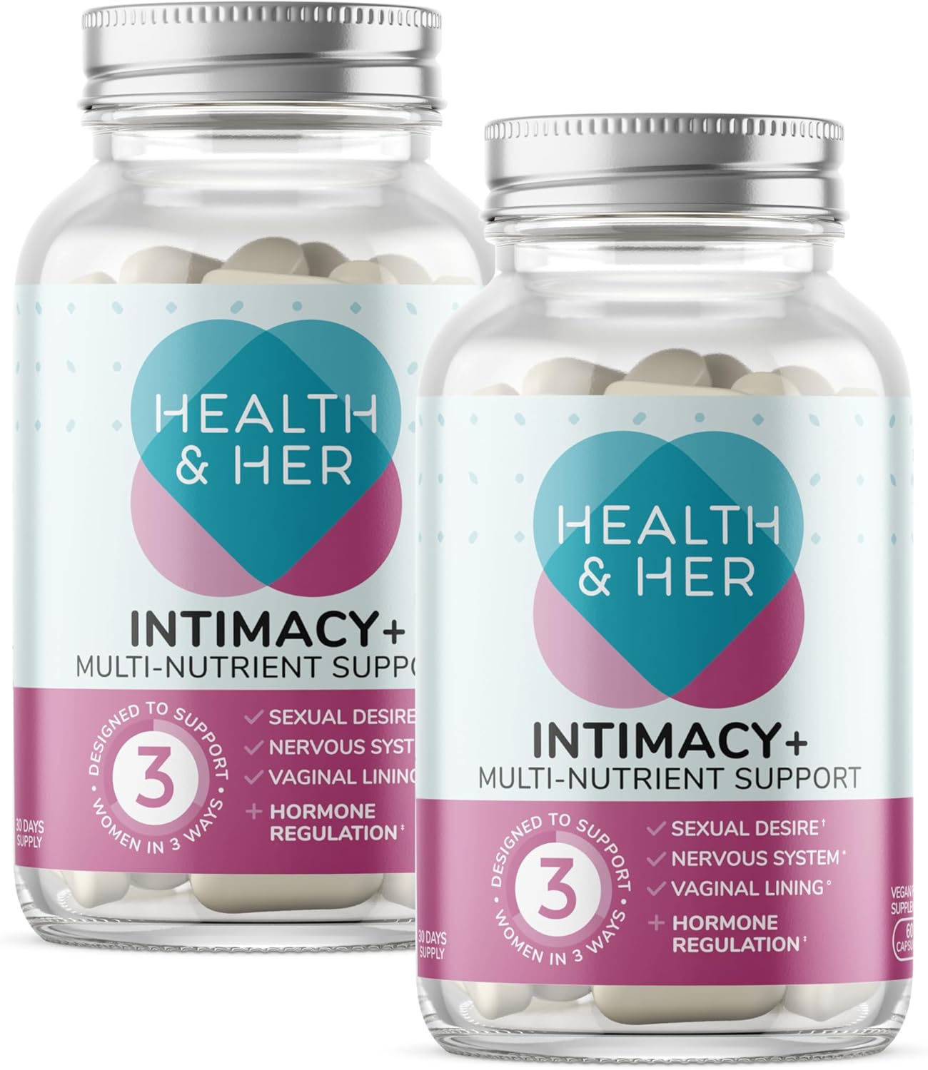 Health & Her Intimacy+ Multi-Nutrient Support for Women - Women's Desire Supplement with Maca Root, Tribulus Terrestris and Sea Buckthorn - 2 Month Supply - 120 Vegan Tablets