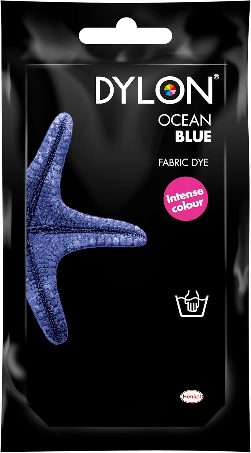 DYLON Hand Dye, Fabric Dye Sachet for Clothes, Soft Furnishings and Projects, 50 g - Ocean Blue