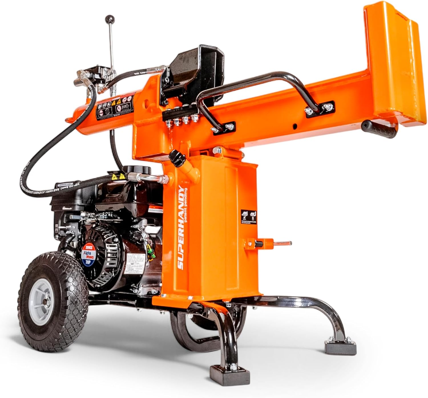 SuperHandy Portable 25 Ton Gas Log Splitter with 7HP Engine, Bucher Gear Pump, and Horizontal/Vertical Half Beam Steel Wedge for Firewood Splitting and Forestry Harvesting