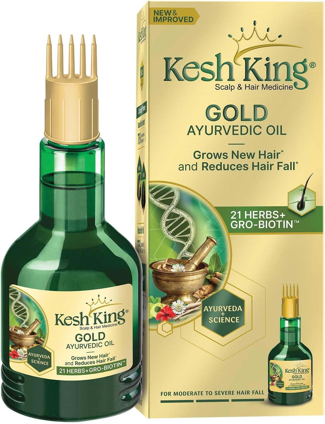 Kesh King Ayurvedic Hair Oil | Herbal Oil with Bhringraj & Amla | Enhance Hair Growth | Reduce Hairfall | Nourishes Scalp | Provides Long & Thick Hair | 10.14 Fl Oz/300ml