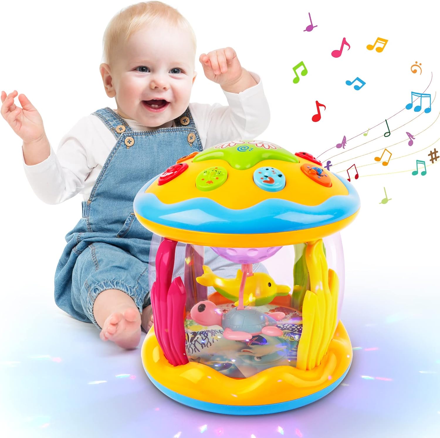 m zimoon Baby Toys 6 to 12 Months, Ocean Projector Light Up Toys with Music, Sensory Toys for 1 2 3 Year Old Boys Girls, Musical Toys 12-18 Months Crawling Learning Tummy Time Toys 1st Birthday Gifts