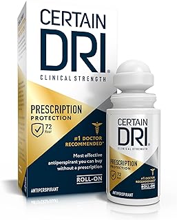 Certain Dri Prescription Strength Clinical Antiperspirant Roll-On Deodorant, Hyperhidrosis Treatment for Men & Women, Long-Lasting 72hr Protection, Effective Sweat Control, Fragrance Free, 1.2 Fl oz