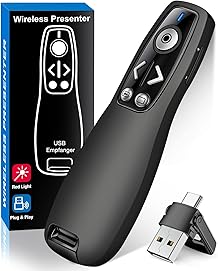 2-in-1 USB Type C Wireless Presenter Remote with Volume Control - Slide Advancer for PowerPoint, Mac, Computer, Laptop