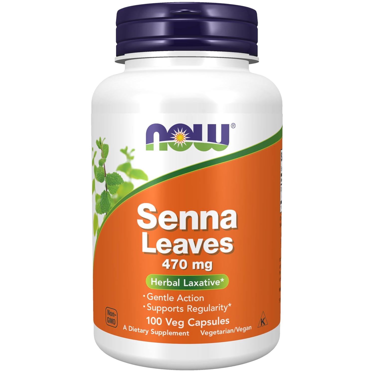 NOW Foods Supplements, Senna Leaves (Cassia angustifolia) 470 mg, Supports Regularity*, Herbal Laxative*, 100 Veg Capsules