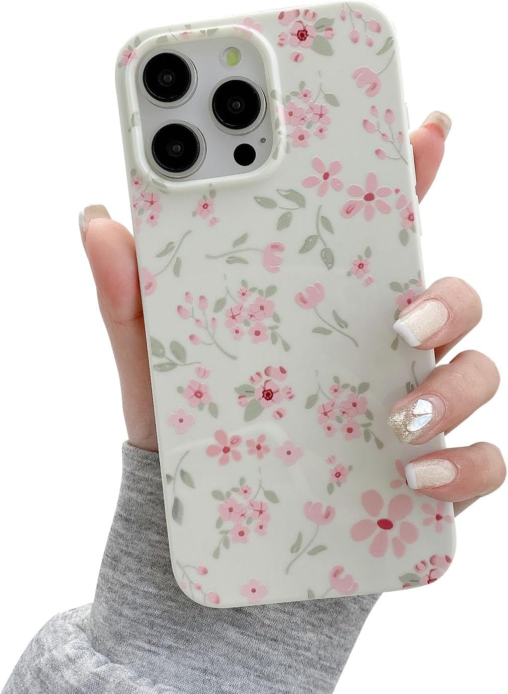 QLTYPRI for iPhone 15 Pro Case, Cute Pink Floral Flower Pattern Aesthetic Phone Case, Raised Camera Protection Soft Slim TPU Shockproof Protective Phone Cover for Girls Women - Pink