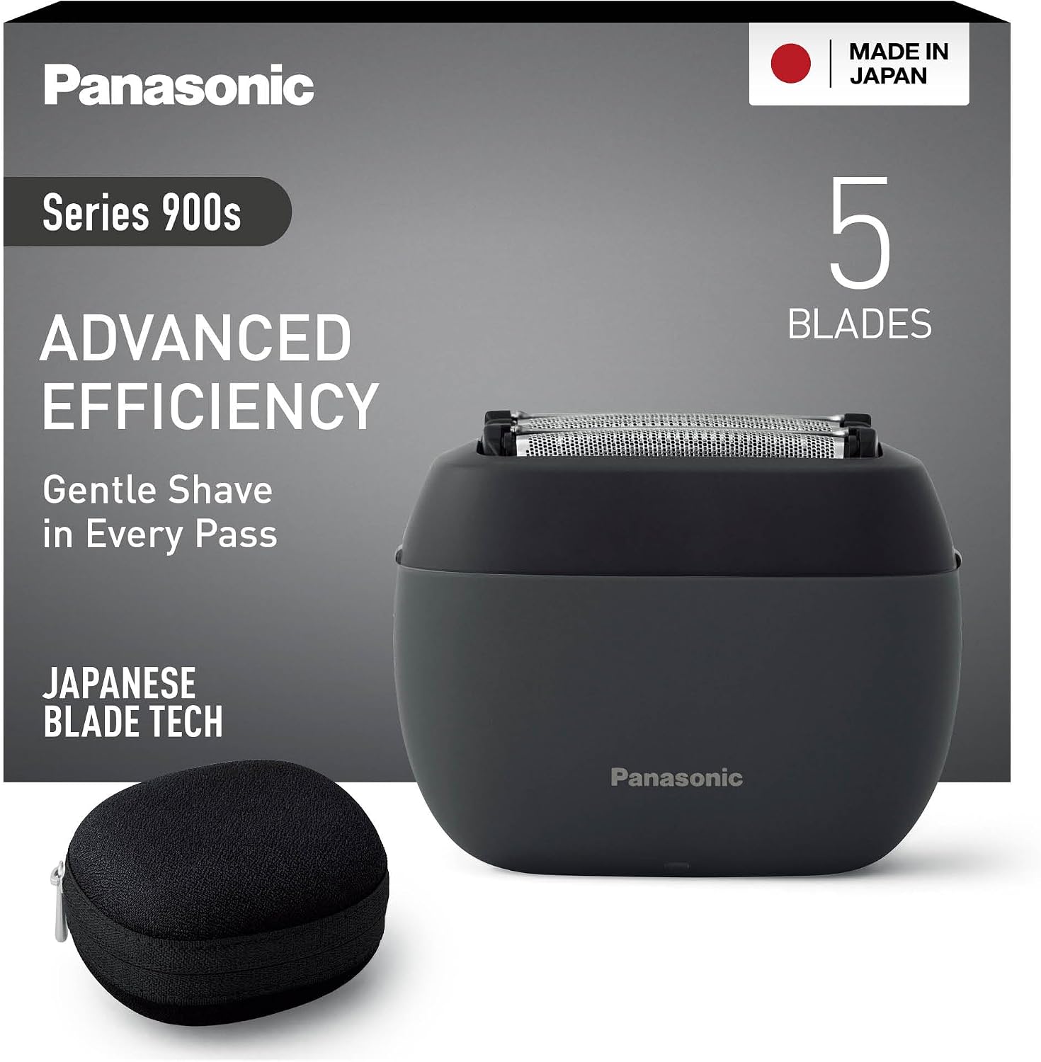 Panasonic ES-PV3B-K811 Series 900s Foil Shaver, Wet & Dry 5-Blade Electric Shaver for Men, Responsive Beard Sensor, USB-C, Carry Case, Matte Black