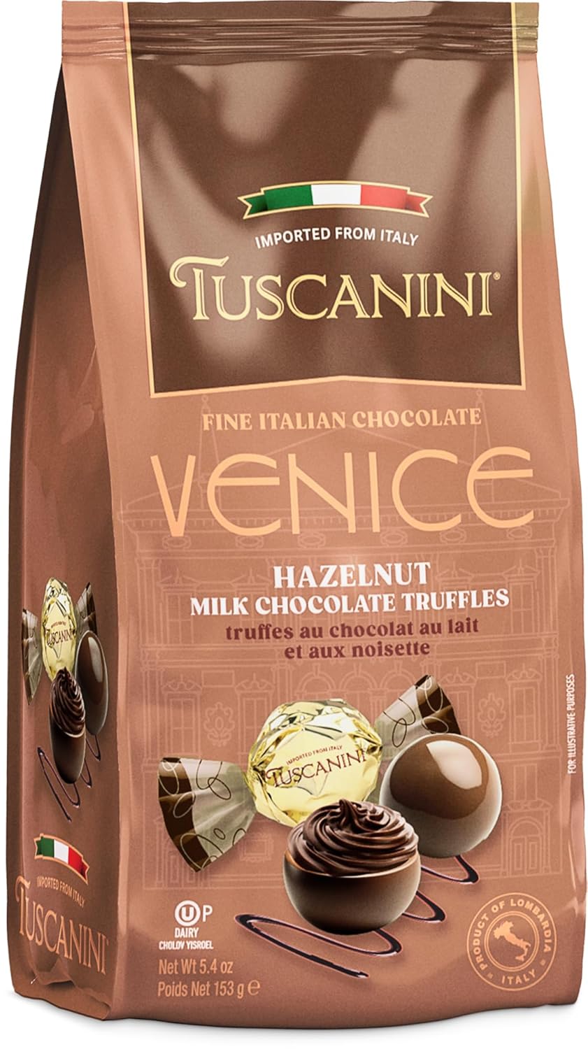 Tuscanini Fine Italian Hazelnut Milk Chocolate Truffles, Venice, 5.4oz | Gourmet Italian | Premium Gift | Perfect for Holidays & Celebrations