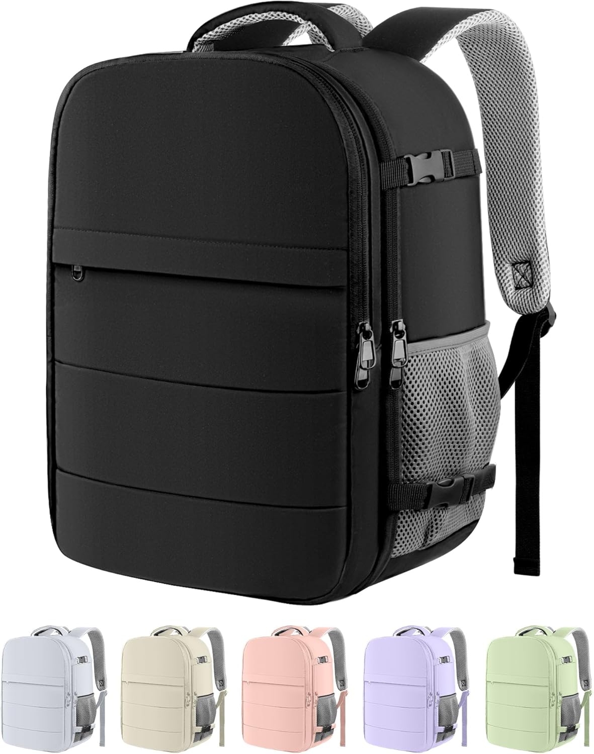 HOTOR Travel Backpack - Flight Approved Travel Bag for Men and Women, Carry on Luggage for 15.6" Laptop and Travel Essentials for Work, Business, Weekender, College 11.8"x7.9"x17.3" (Black)