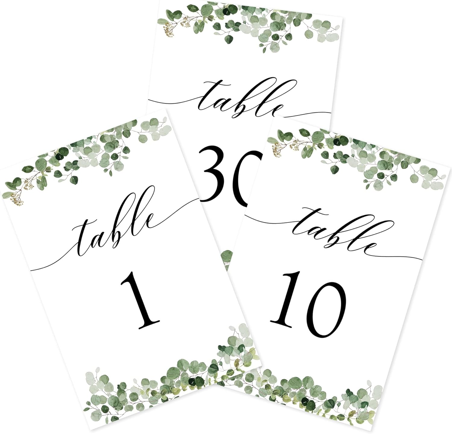 Wedding Table Numbers 1-30 Greenery Eucalyptus Centerpiece Decorations Double Sided 4x6 for Wedding Reception Baby Shower Birthday Bridal Party Anniversaries