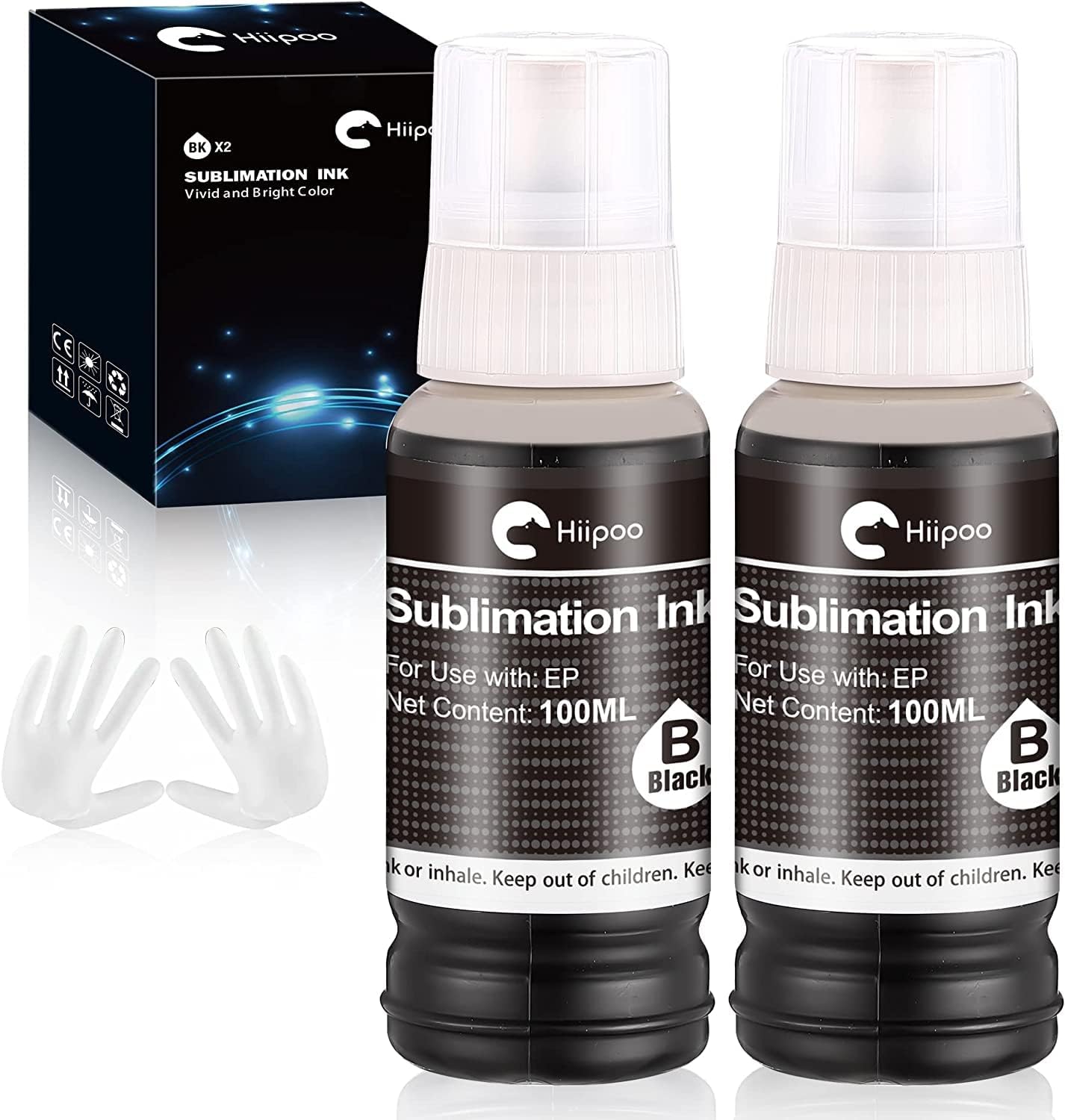 Hiipoo Sublimation Ink for Supertank Inkjet Printers ET-2720 ET-2760 ET-2800 ET-2803 ET-3760 ET-4700 ET-4800 ET-7720 ET-2400 Heat Press Transfer on T-Shirt Mug Mask Printer(Autofill/Anti-UV)