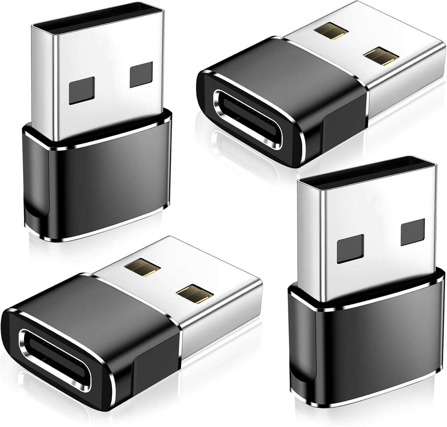 𝟒𝐏𝐚𝐜𝐤 𝐔𝐩𝐠𝐫𝐚𝐝𝐞𝐝 USB to USB C Adapter,Type-C Female to A Male Charger Converter for iPhone 17 Charger,iWatch Ultra SE 9 10,iPhone 17 Pro Max 16 15 12,Samsung S25,AirPods,iPad,Car,PS4