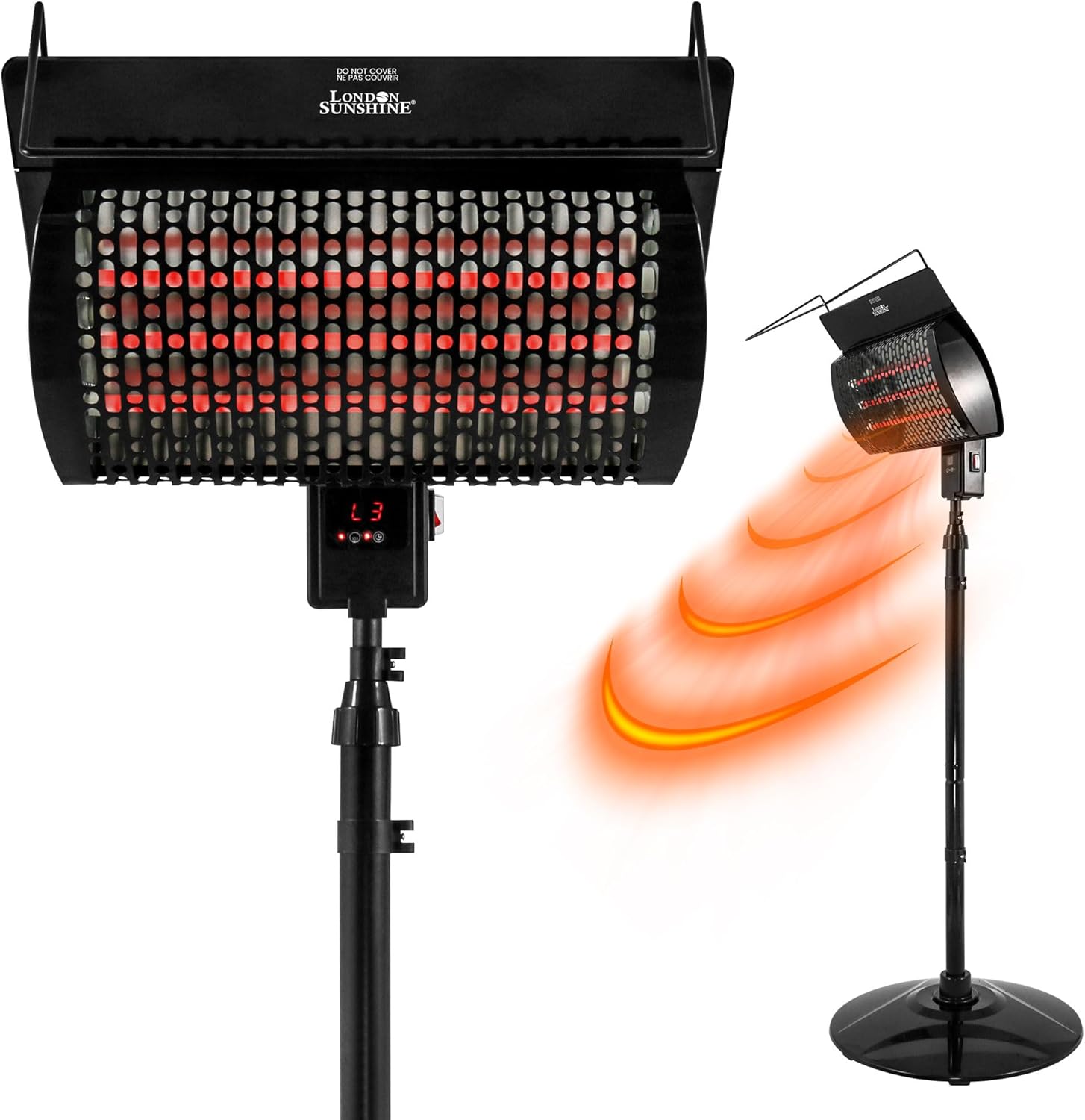 1500W Electric Patio Heater, Portable Floor & Wall Heater with Remote Control, 3 Heat Settings for Indoor, Garage, Covered Outdoor Use