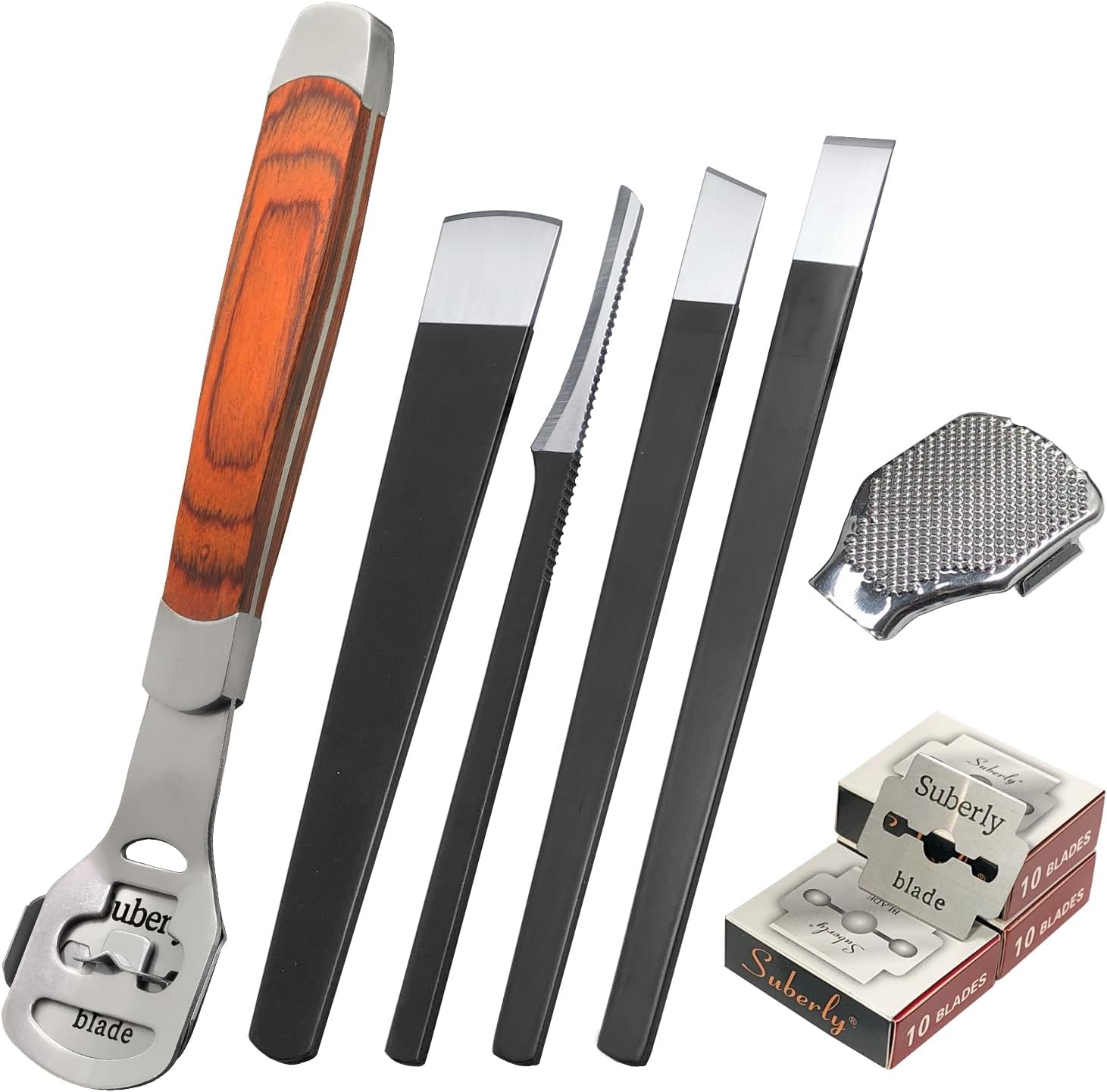 36 Pcs Callus Shaver for Feet Set, Foot Callus Shaver, (1 Stainless Foot File &1 Foot File Heads & 4 Pedicure Knife & 30 Replacement Slices Blades)