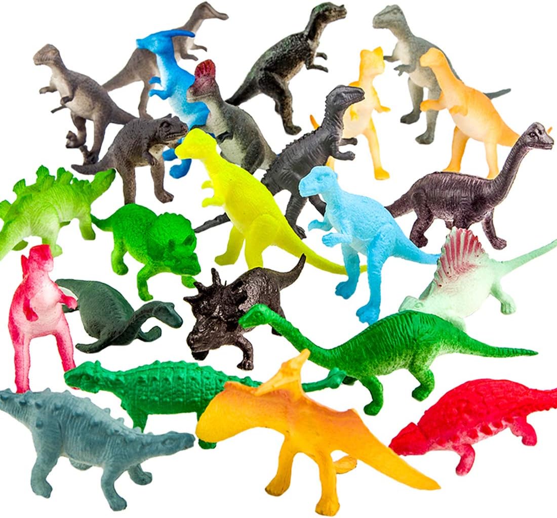 82 Piece Mini Dinosaur Toy Set for Dino Party Favor Supplies Birthday Cupcake Toppers - Assorted Vinyl Plastic Figure Toys for Kids Toddler Pinata Filler School Carnival Prize Bulk Goodie Bag Stuffers