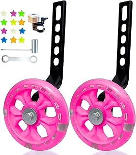 DDJKCZ Bike Training Wheels Flash Mute Big Wheel Compatible for 12 14 16 18 20 inch Single Speed Bicycle (Pink)