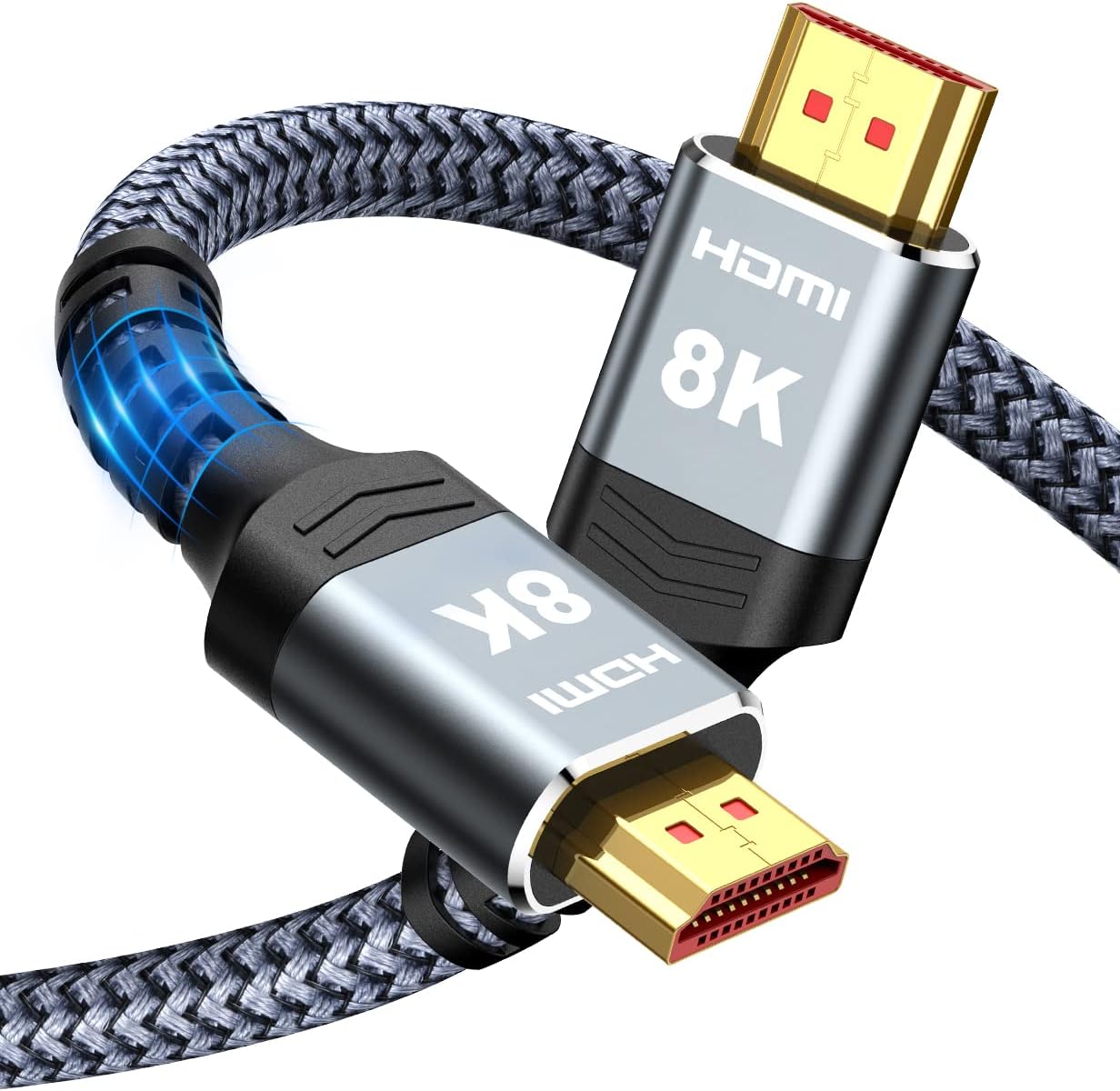 Highwings 8K@60 HDMI Cable 10FT/3M, 48Gbps 2.1 High Speed HDMI Braided Nylon 4K120 144Hz RTX 3090 eARC HDR10 4:4:4 HDCP 2.2&2.3 Compatible for PS5, PS4, UHD TV and PC