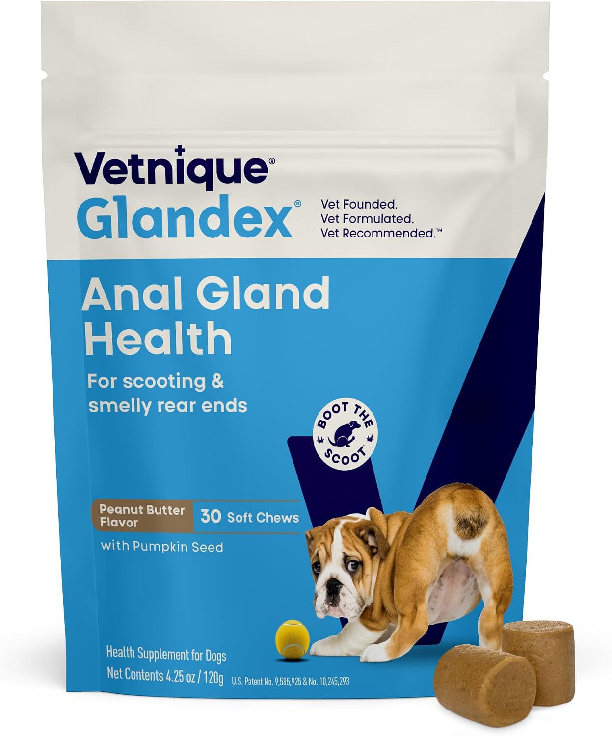 Vetnique Glandex for Dogs Anal Gland Chews 30ct, Pumpkin, Digestive Enzymes