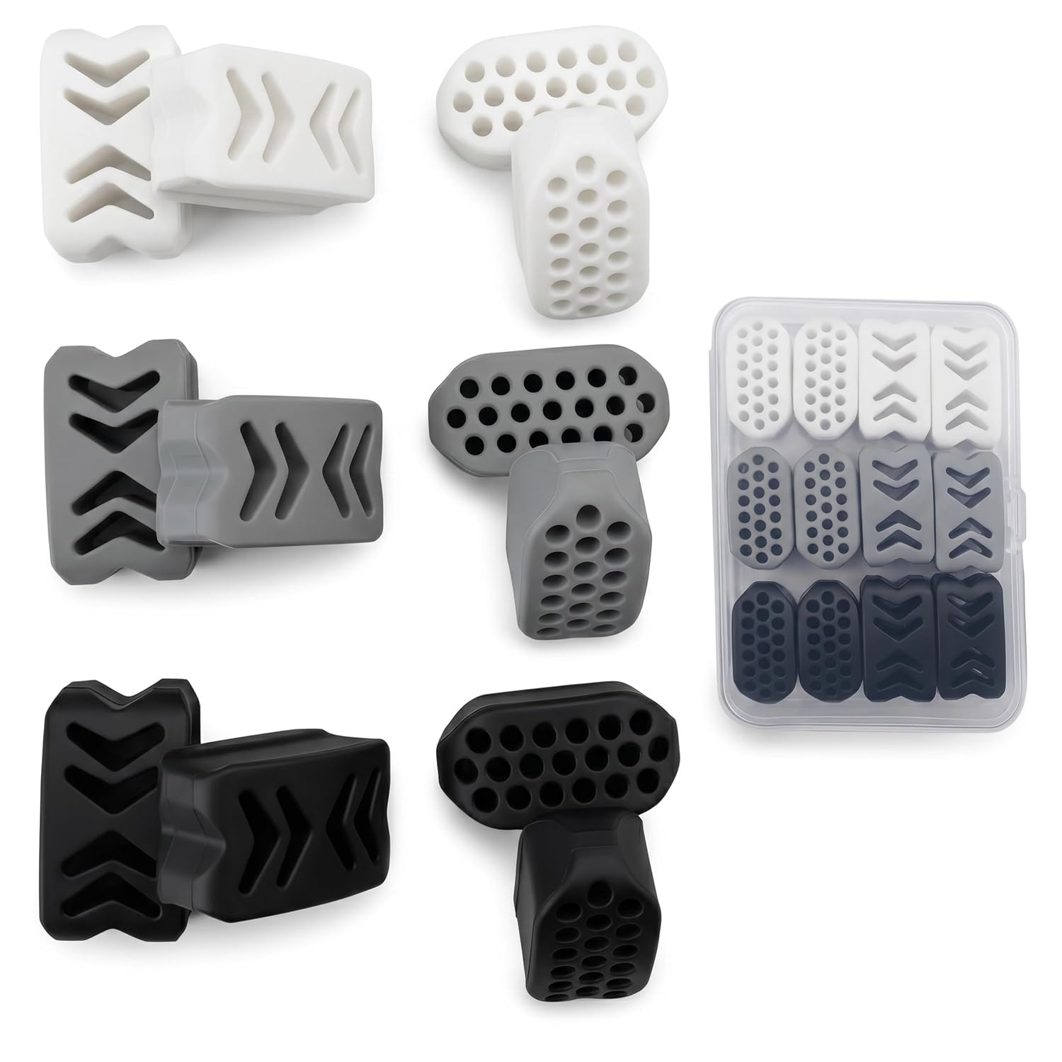 Jaw Exerciser for Men & Women,(12 pcs)2 models 3 Resistance Levels,BPA Free Silicone jawline exerciser,Jaw Trainer for Beginners, Intermediate & Advanced Users (White,Gray&Black)