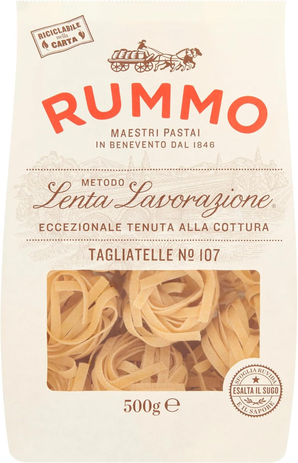 Rummo Tagliatelle Pasta No.107 - Authentic Italian Pasta Nests, Delicately Crafted for Gourmet Creations, 500 g (Pack of 1)