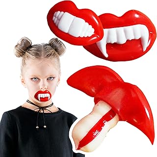 Vampire Teeth Fang Candy Bulk 20 Pcs for Halloween, Individually Wrapped Fake Buck Teeth Candies, Creepy Scarry Lips Vintage Retro Hard Lollipop Candy for Trick or Treat