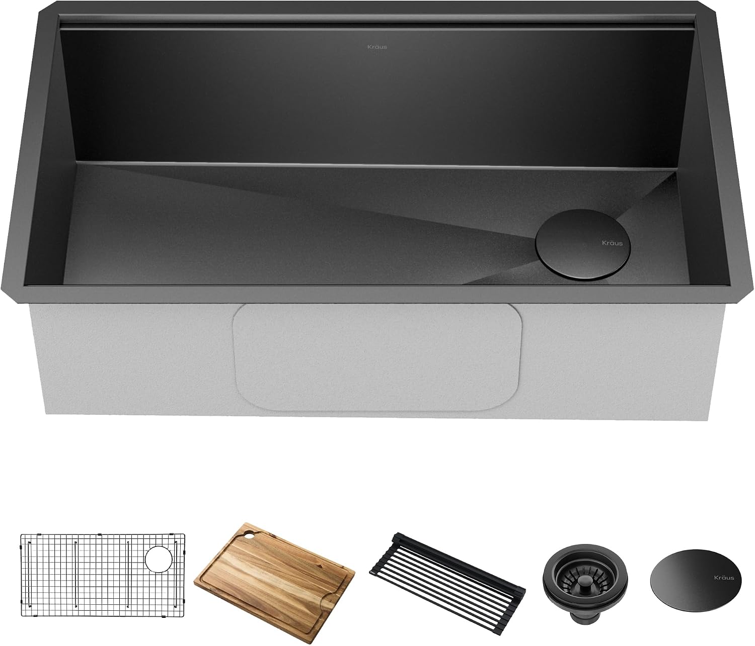 KRAUS Gunmetal 32 in 16 Gauge Undermount Kitchen Sink KWU110-32/PGM