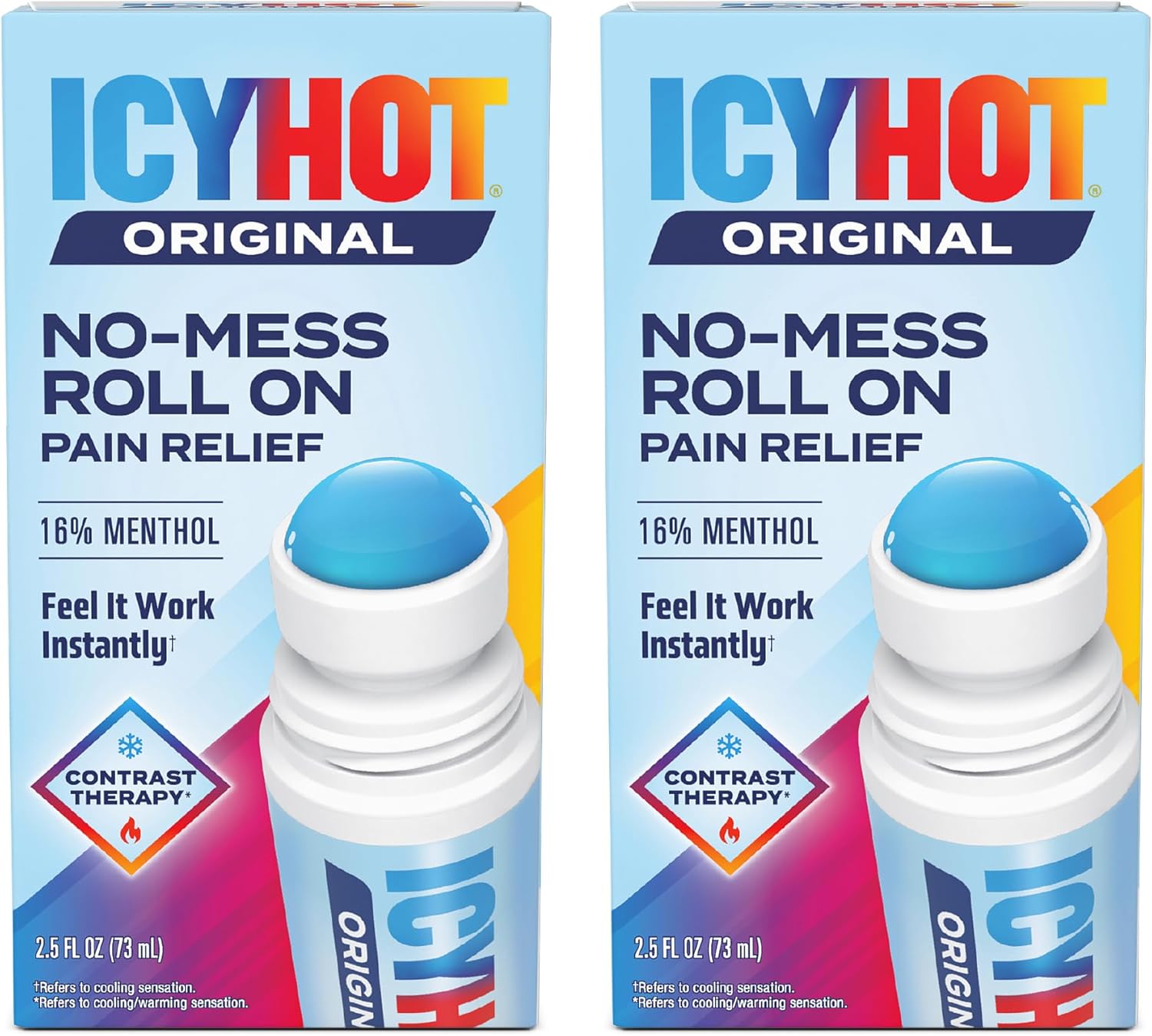 Icy Hot Original Medicated Pain Relief Liquid with No Mess Applicator, 2.5 Fluid Ounces, 2 pk