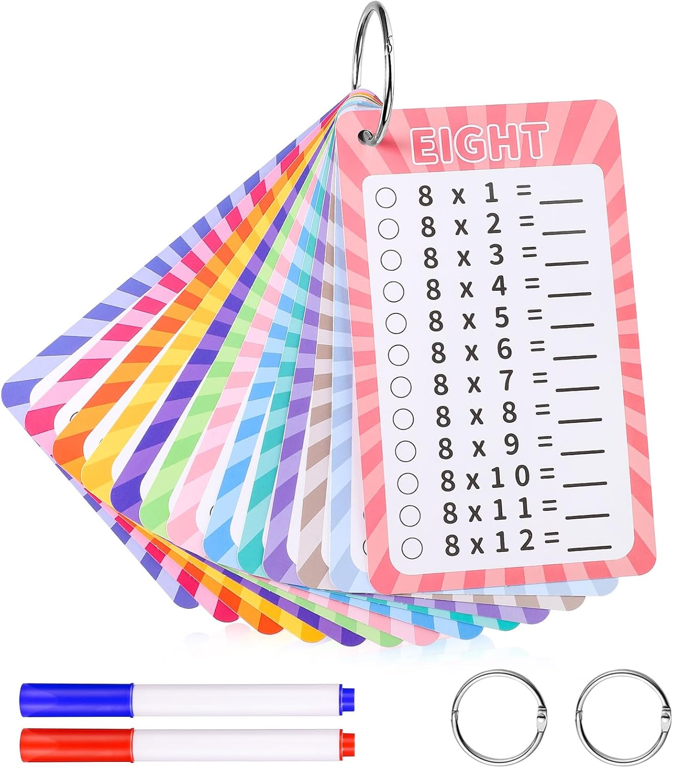 13 Pcs Multiplication Flashcards 0-12, Times Table Flash Cards Multiplication Chart Math Flashcards for 1st to 3rd Grades
