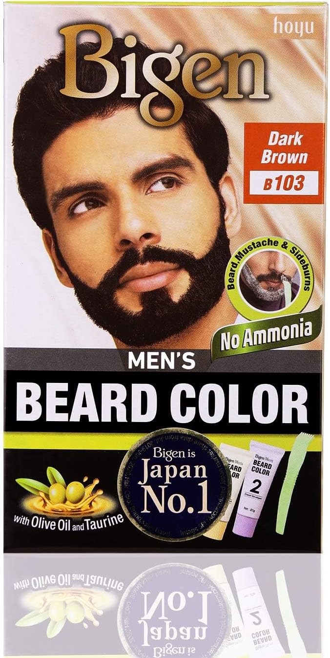 Bigen Men's Beard Colour | No Ammonia Formula with Aloe Extract & Olive Oil - 103 Dark Brown