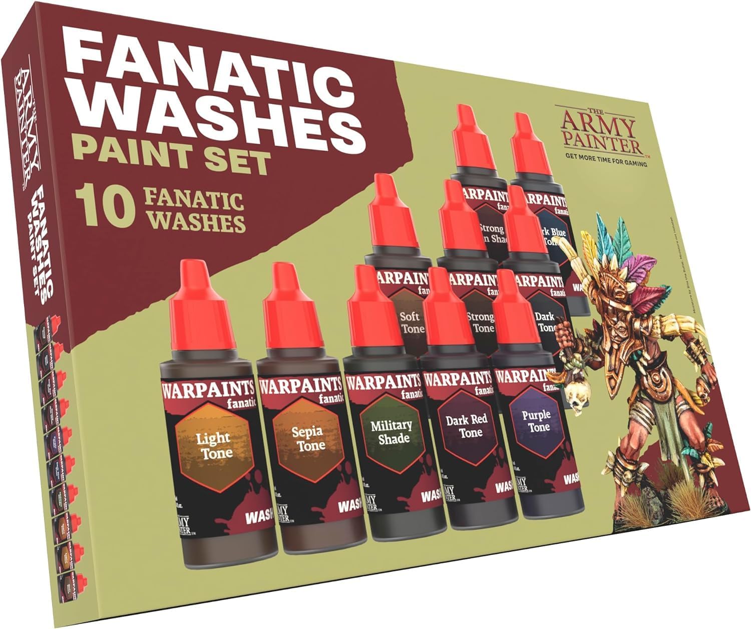 The Army Painter Warpaints Fanatic: Washes Paint Set, Complete Set of 10 Acrylic Paints in 18mL Dropper Bottles to Wash and Shade Miniature Models