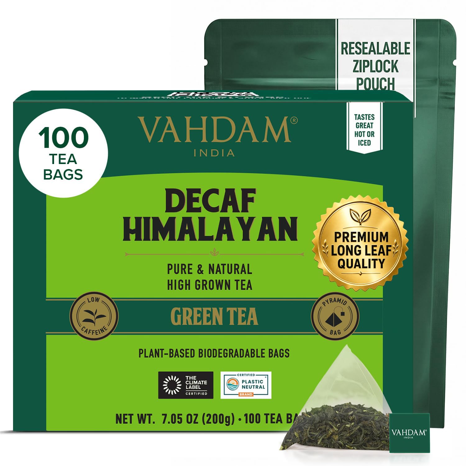 VAHDAM Decaf Green Tea Bags (100 Count) Tastes Exactly like Green Tea