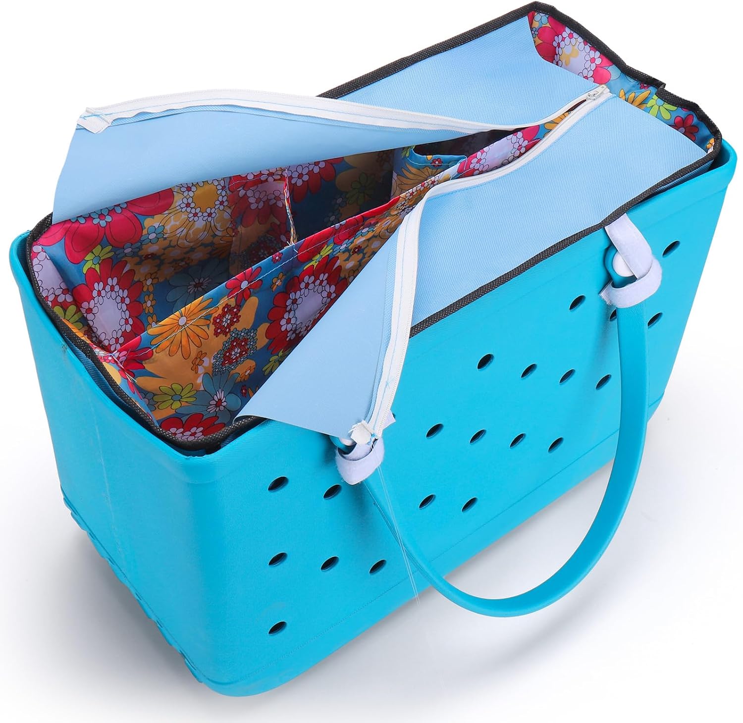 AIERSA Beach Bag Organizer with Lid for Bogg Bag sailcloth blue