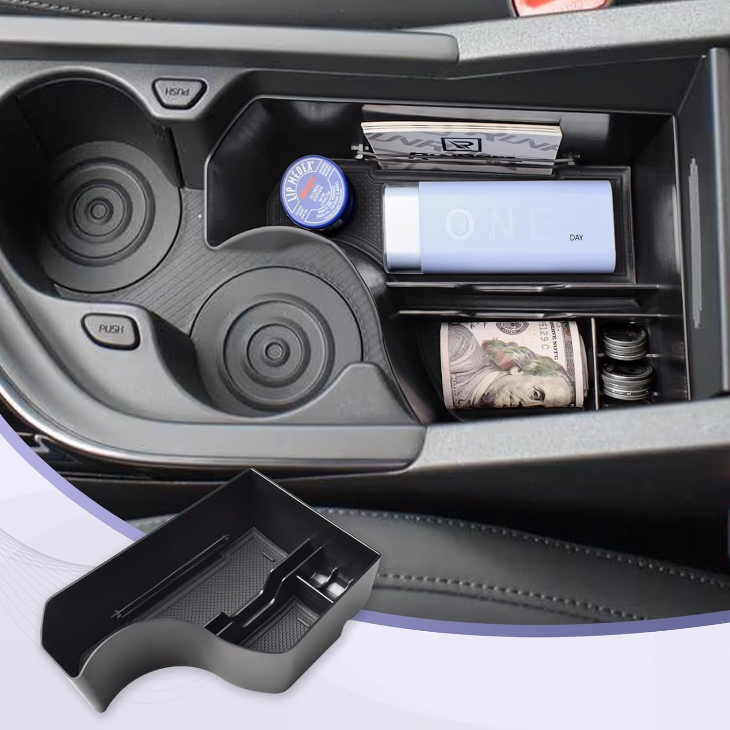 Center Console Organizer Tray Compatible with 2025 2024 2023 Kia NIRO Accessories, Insert Armrest Storage Box for NIRO Middle Console Organizer Dividers Coin Holder