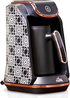 Any Morning Electric Turkish Coffee Maker Auto Shut Off, Arabic | Turkish | Greek Coffee Maker with Anti Overflow, Sound Alarm and Safety System, Small Coffee Machine, 4 Cup Coffee Maker 8 Oz, Black