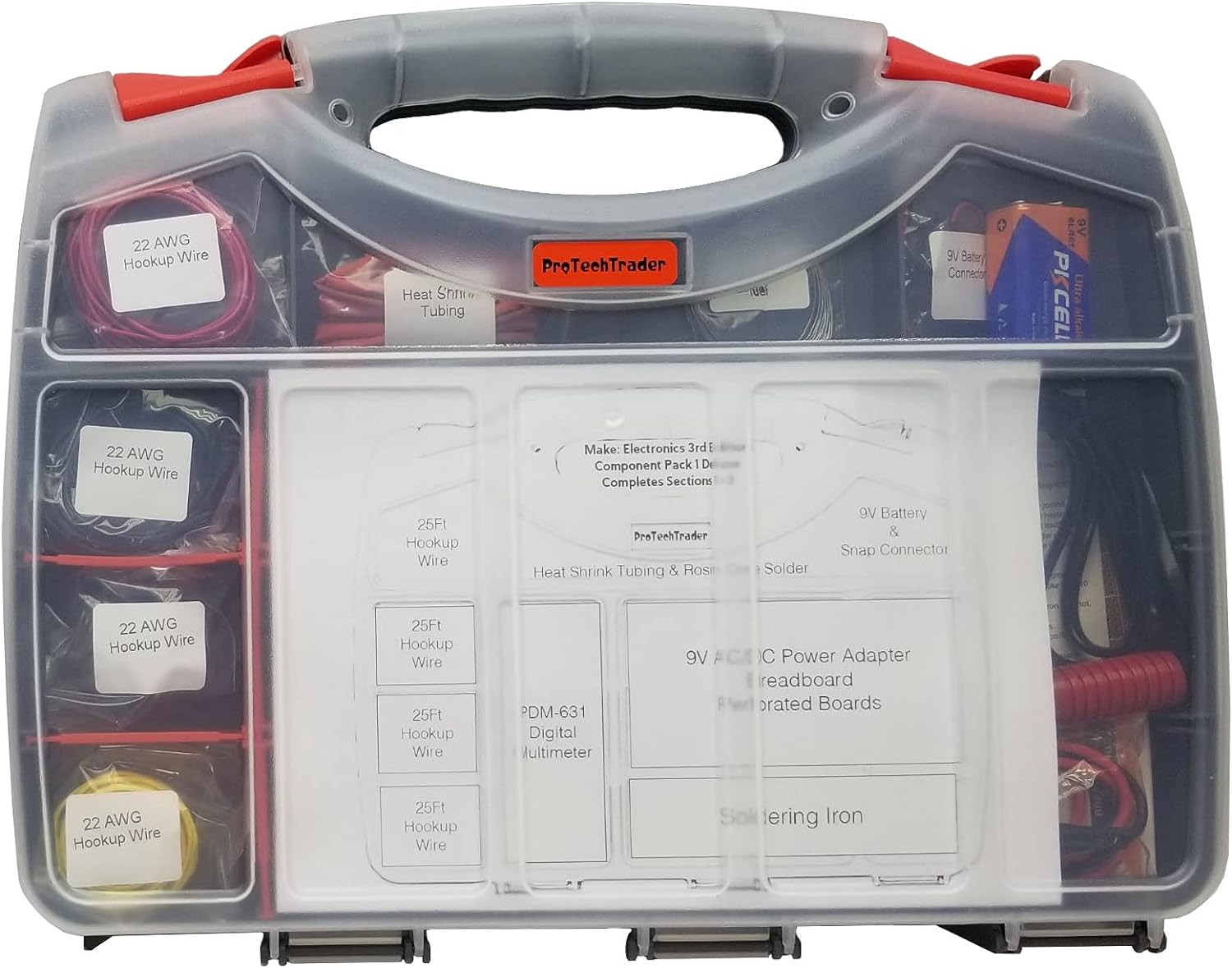 ProTechTrader Make: Electronics 3rd Edition Kit 1 Deluxe - Beginner, Intermediate, & Advanced (Teen - Adult) Component Pack That Follows The Experiments in Make: Electronics 3rd Ed by Charles Platt