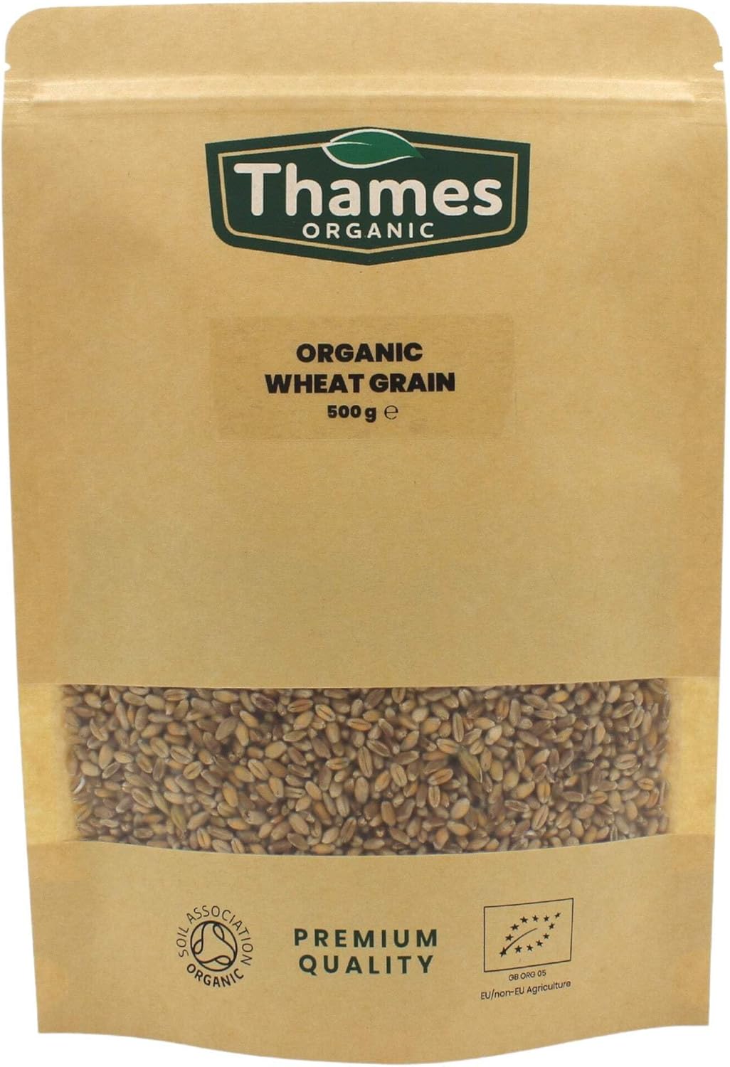 Organic Wheat Grain-Certified Organic, Non-GMO, Vegan, No Additives, No Preservatives, Resealable Bag by Thames Organic 500g