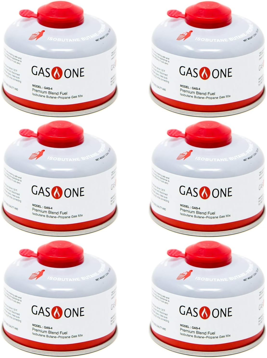 Gas One Camping Fuel Blend Isobutane Fuel Canister 100gram (6 Pack)