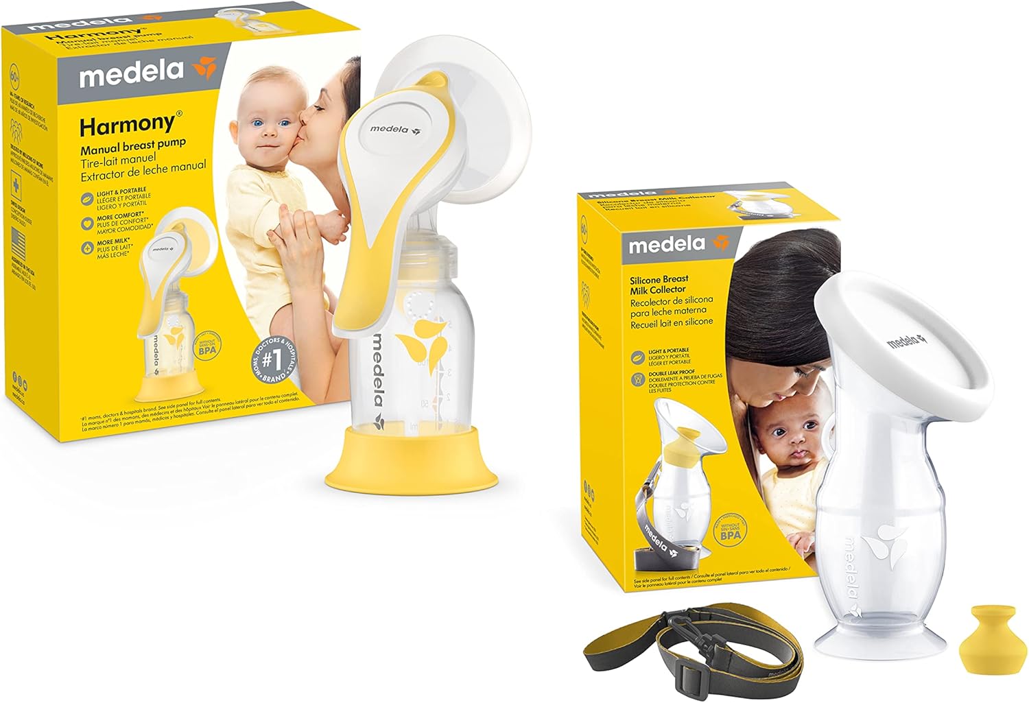 Medela Perfect Pair Bundle with Medela Harmony Manual Breast Pump & Silicone Breast Milk Collector, Lightweight and Discreet, Made Without BPA