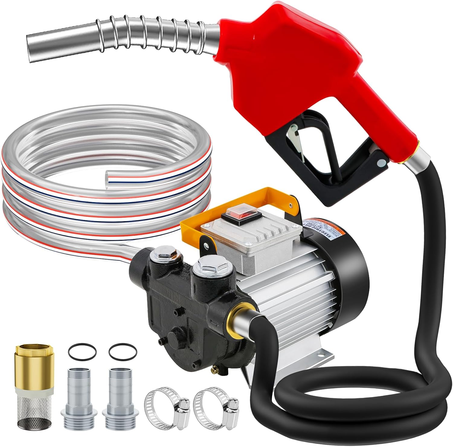 550W 220V Electric Diesel Transfer Pump, 20L-60L/min Fuel Transfer Pumps with Auto Shut-off Nozzle Hoses, Self Priming Fuel Transfer Extractor Pump Kit With Copper Motor and Low Noise