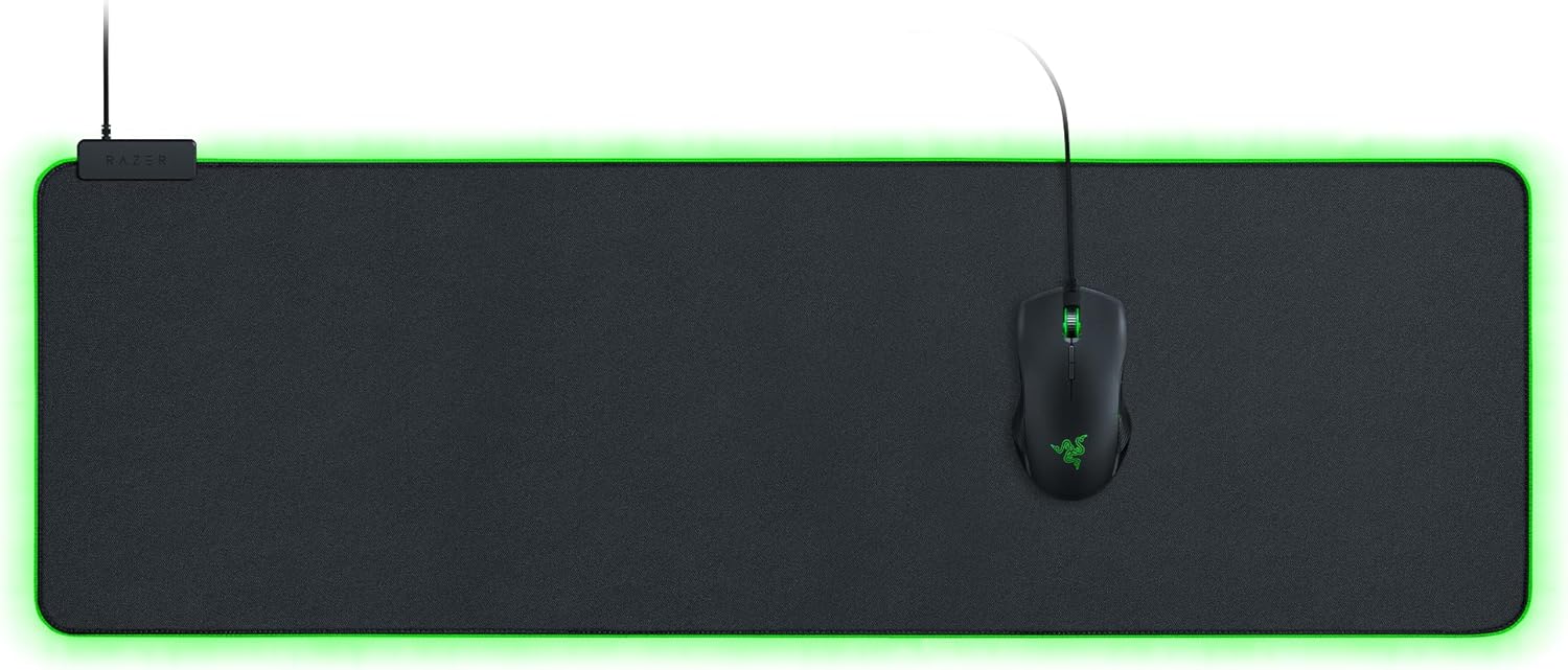 Razer Goliathus Extended Chroma - Soft Extended Gaming Mouse Mat Chroma RGB Lighting (Cable Holder, Fabric Surface, Quilted Edge, Optimized for all Mice) Black